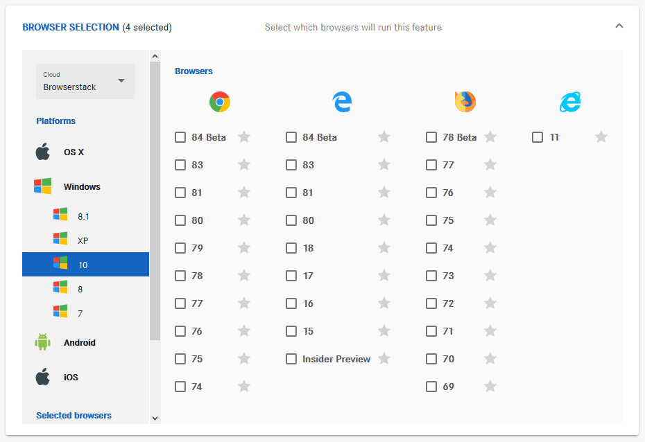 Browser Selection Screenshot